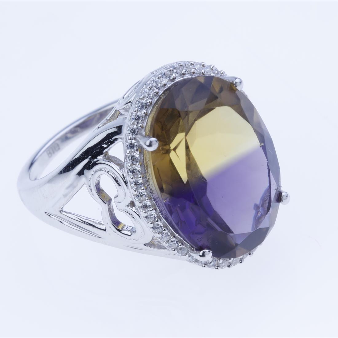Size 7.5 Ametrine & Zircon Sterling Silver Ring (1 of 2)