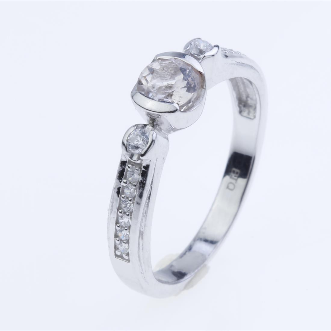 Size 7.5 Pink Morganite & Zircon Silver Ring (1 of 2)