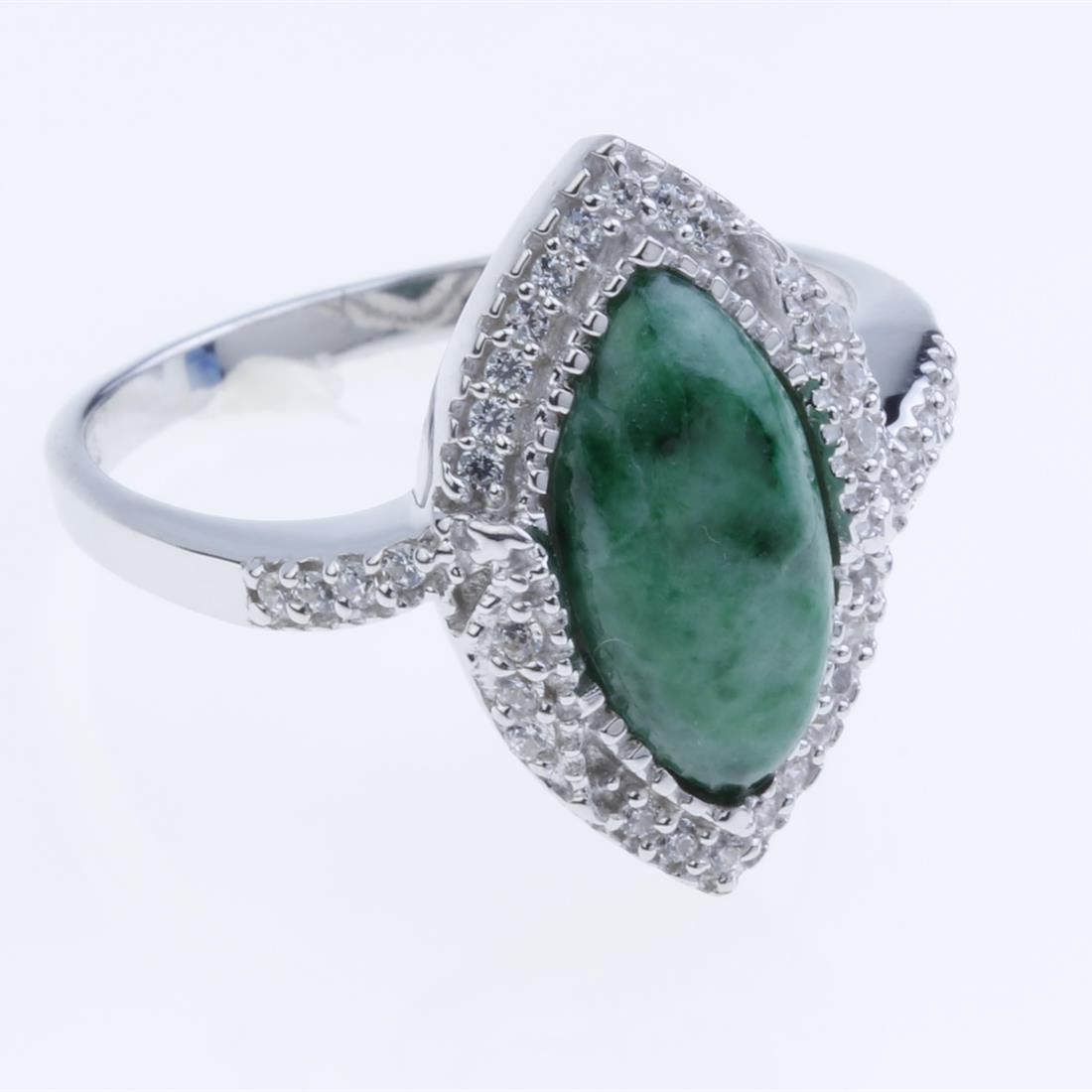 Sz 7.5 Marquise Maw Sit Sit & Zircon Silver Ring (1 of 2)