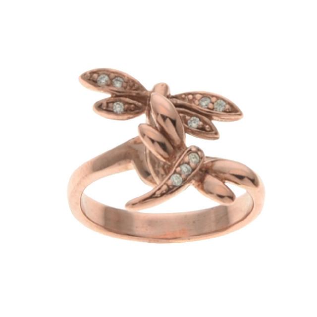 Rose Gold Tone Dragon Fly CZ Ring SZ 7 (1 of 1)