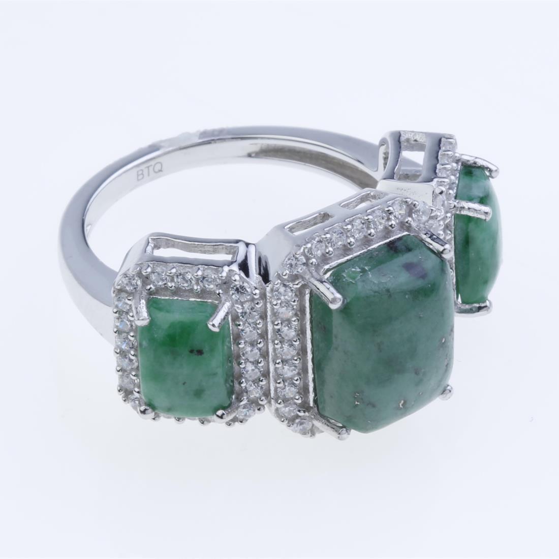 Size 9 Three Stone Maw Sit Sit Siver Ring (1 of 2)