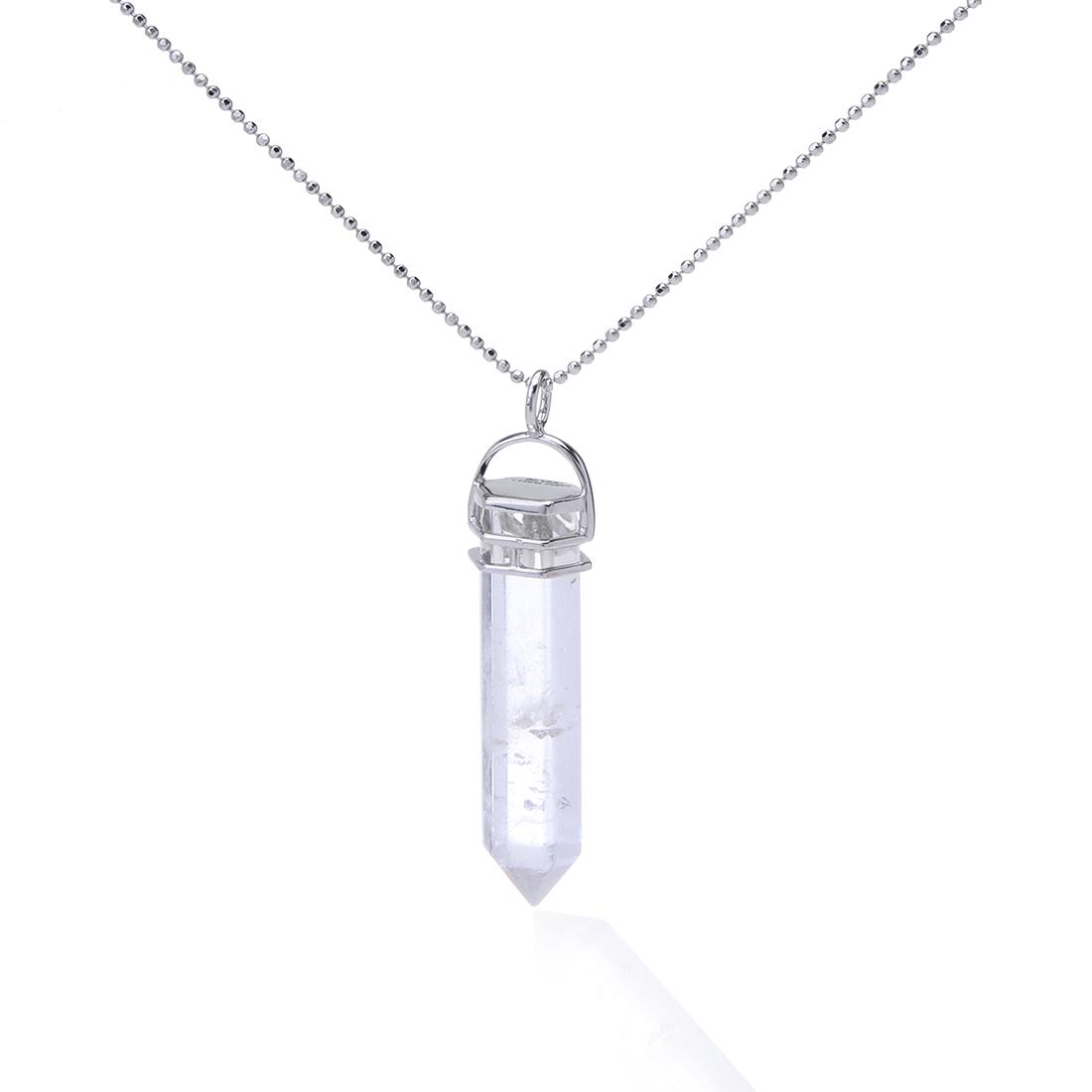 Sterling Clear Quartz Hexagon Pendant w/Chain (1 of 2)