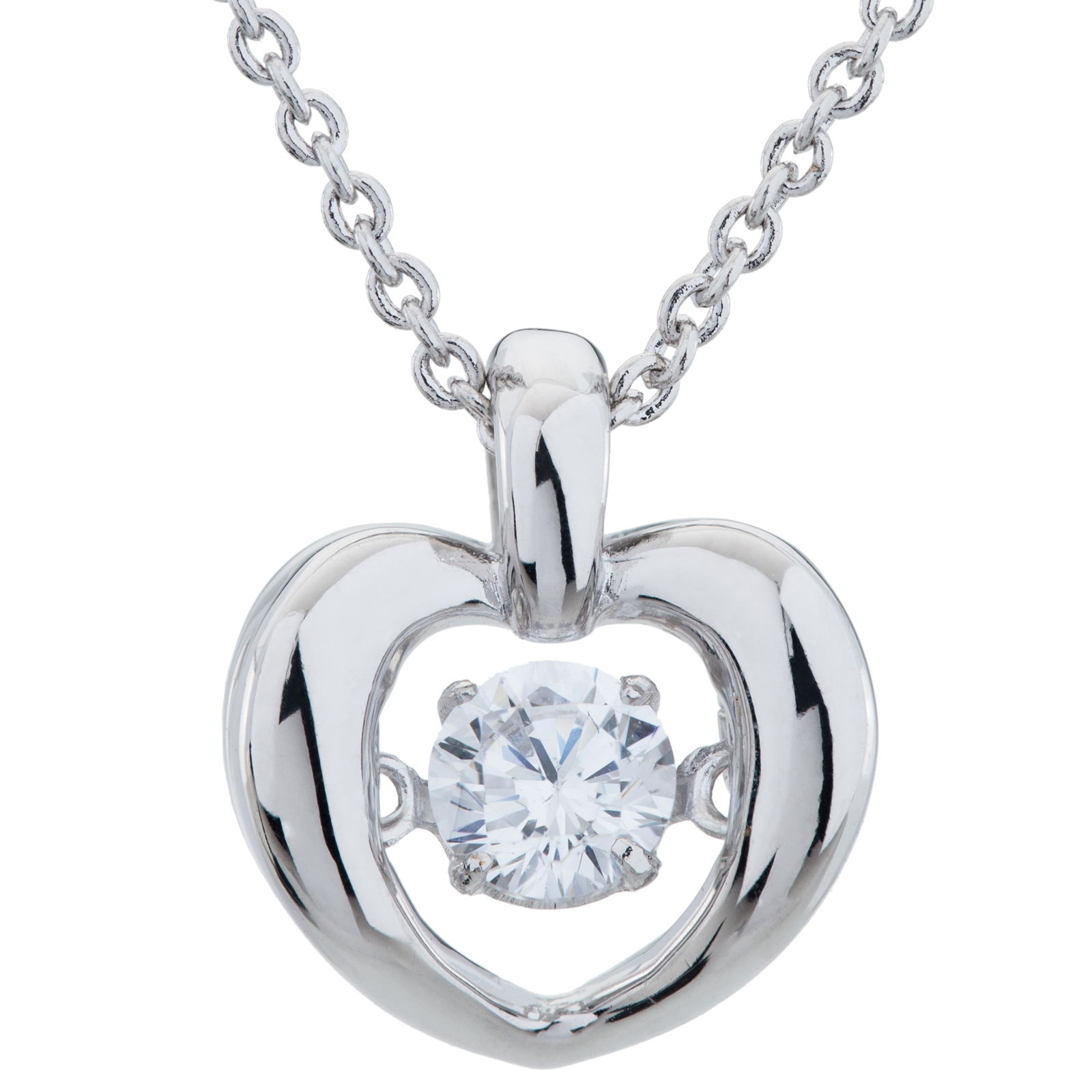 Silver Tone Simulated Diamond Hrt Pendant w/chain (1 of 1)