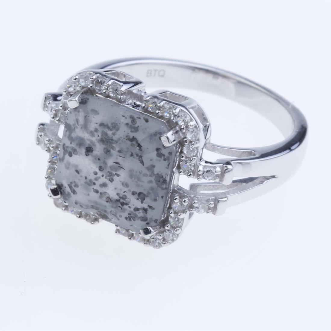 Sz 8 Asscher Cut Celestial Quartz Zircon Ring (1 of 2)