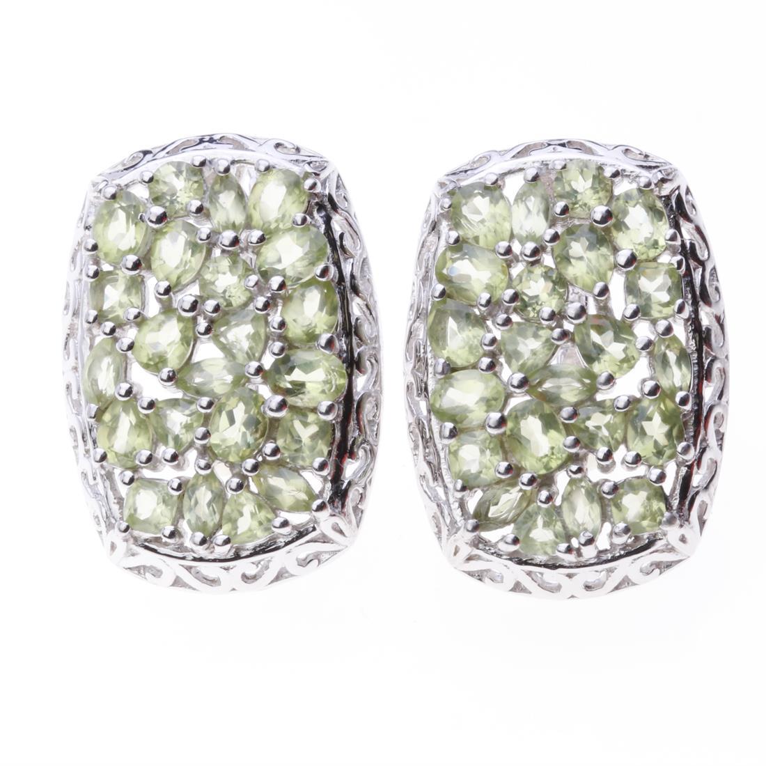 Peridot Cluster Sterling Silver Shield Earrings (1 of 2)