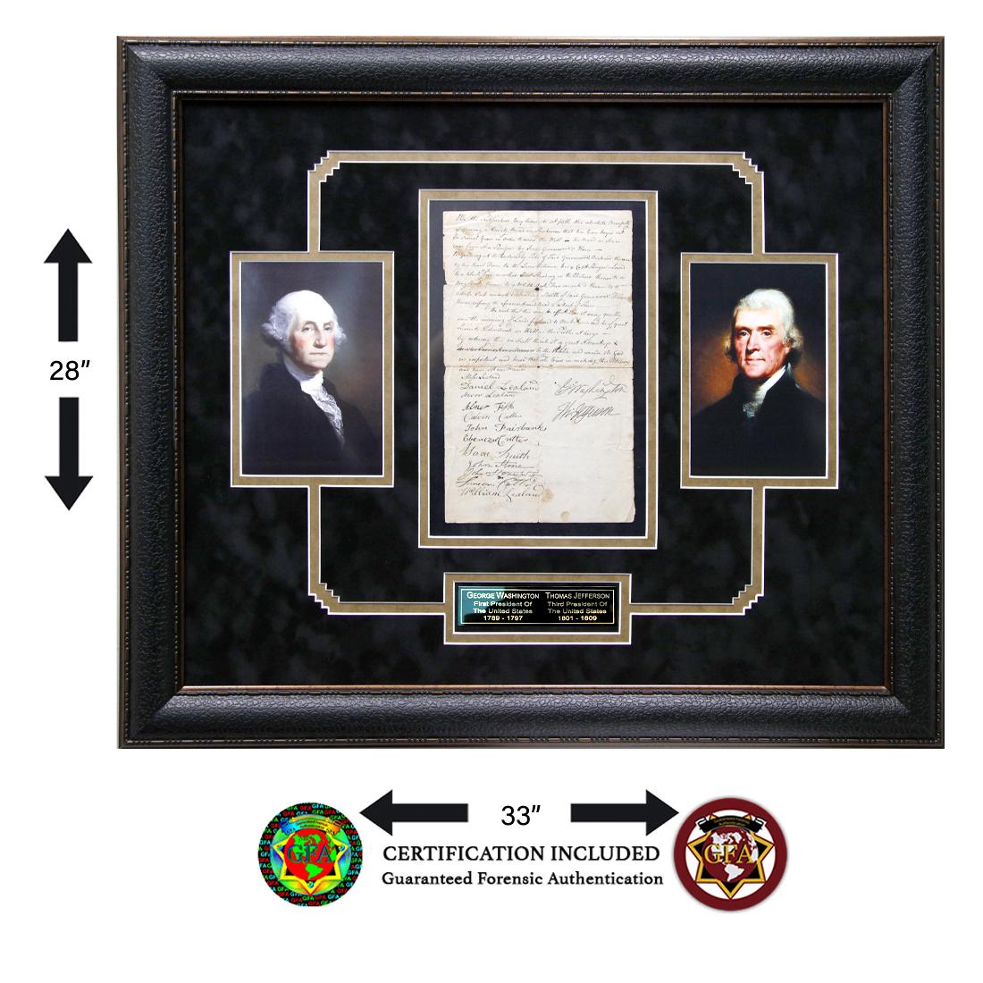 George Washington & Thomas Jefferson Signed 1792: George Washington & Thomas Jefferson signed Document dated 1792, while George Washington was President of the United States. George Washington (February 22, 1732 - December 14, 1799) Thomas Jefferson