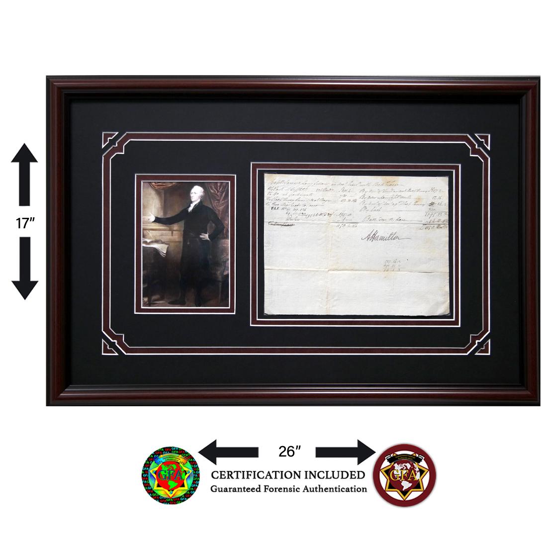 Alexander Hamilton Signed Document 1789: Alexander Hamilton (January 11, 1755-1757 - July 12, 1804 -) signed documet dated 1789. Boldly signed in black ink. One of the Founders of the United States, an influential interpreter and promoter of