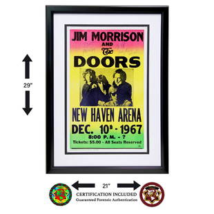 Jim Morrison & The Doors Signed Concet Poster: Jim Morrison & The Doors Signed Concert Poster. This is a very rare piece of Rock And Roll history. The Doors (Years Active 1965-1973, 1978). Four large, bold signatures of the Lizard King and his ban