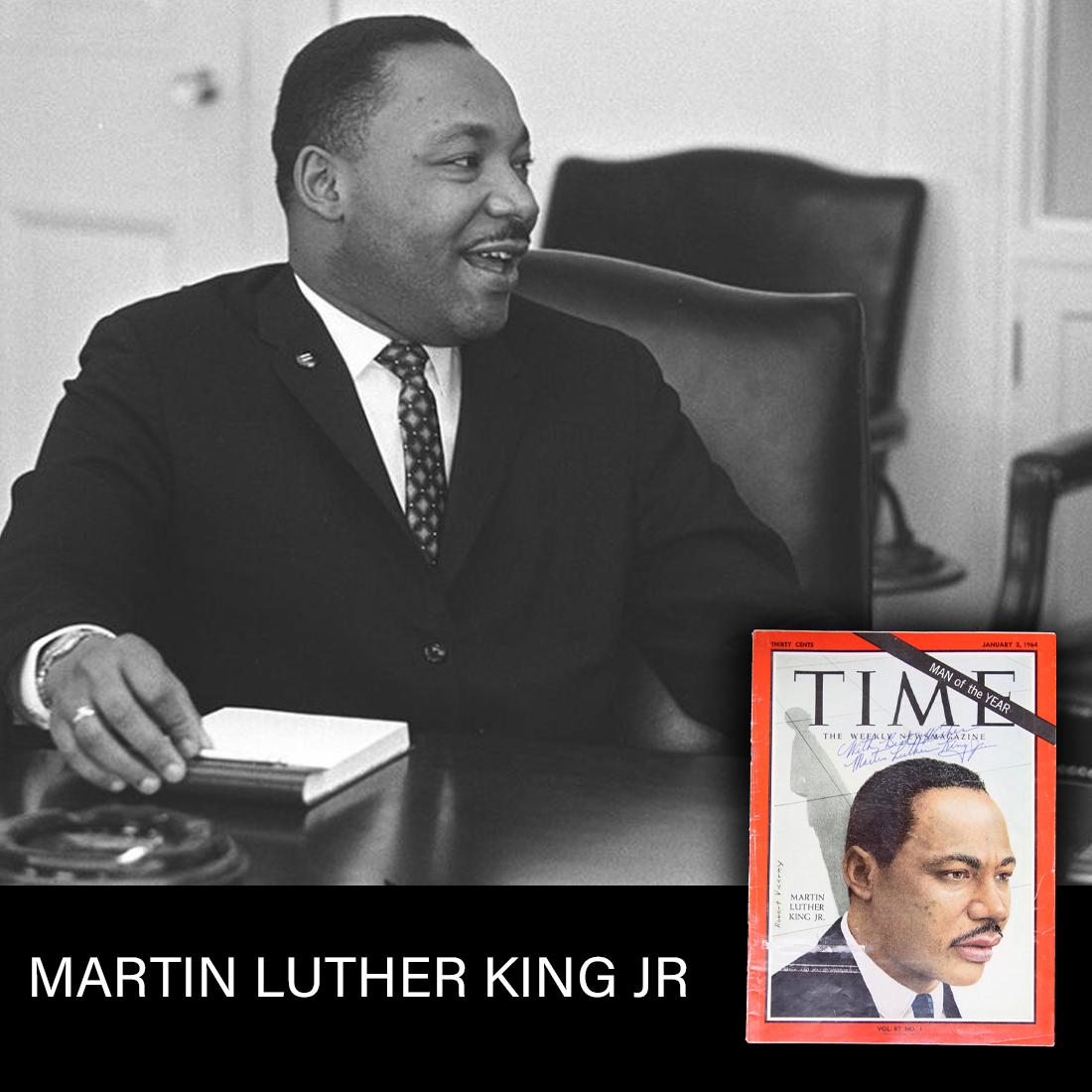 MARTIN LUTHER KING JR. SIGNED TIME MAGAZINE: Martin Luther King signed 1/3/1964 Time Magazine. Martin Luther King Jr. was a social activist and Baptist minister who played a key role in the American civil rights movement from the mid-1950s until
