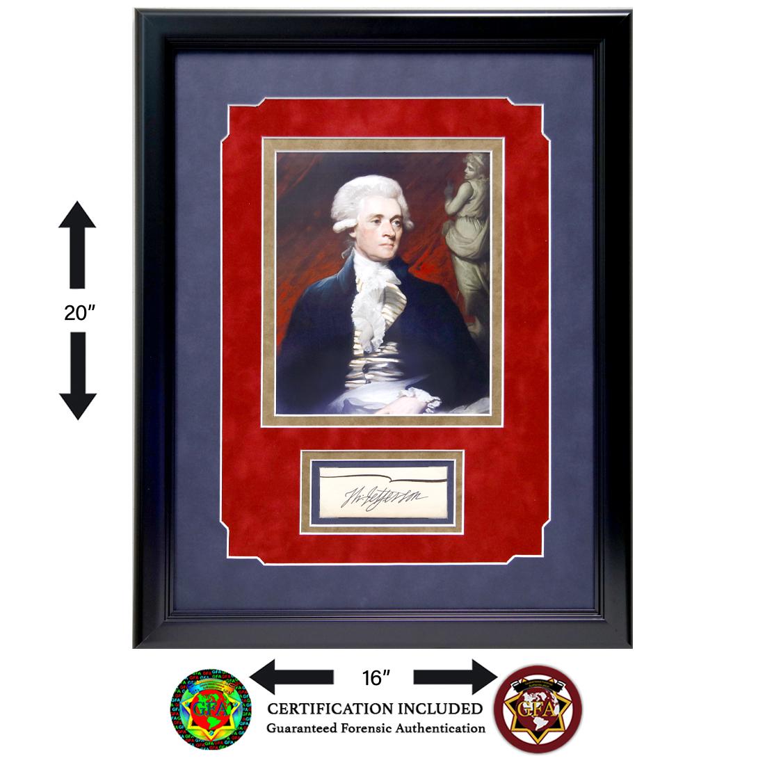 Thomas Jefferson Signed 2 X 5.5 Document Cut: Thomas Jefferson (1743-1826) Clipped Signature. Boldy signed in black ink. Thomas Jefferson was the primary draftsman of the U.S. Declaration of Independence, the nation's first secretary of state and