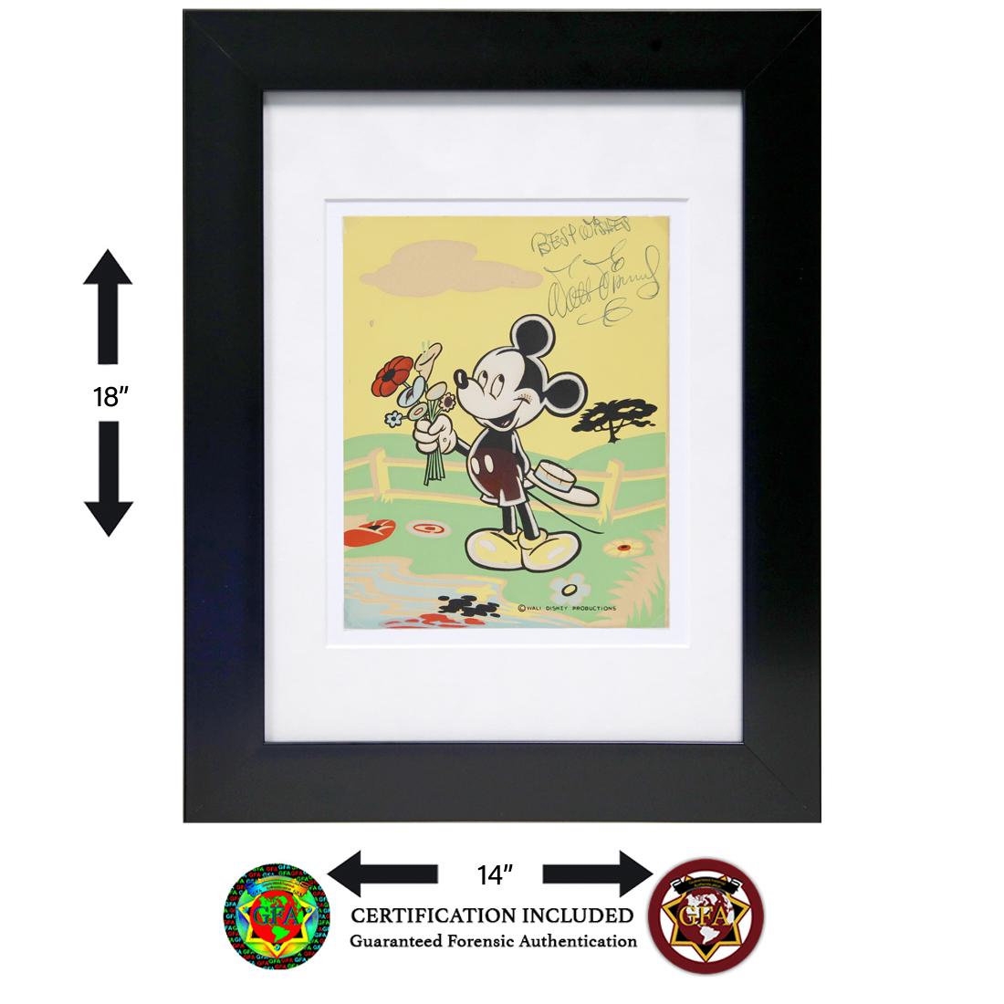 Walt Disney Signed Mickey Mouse Color Ad: The significance of Mickey Mouse can never by understimated in the Disney empire that Walt Disney went on to build. “He popped out of my mind onto a drawing pad 20 years ago on a train ride from
