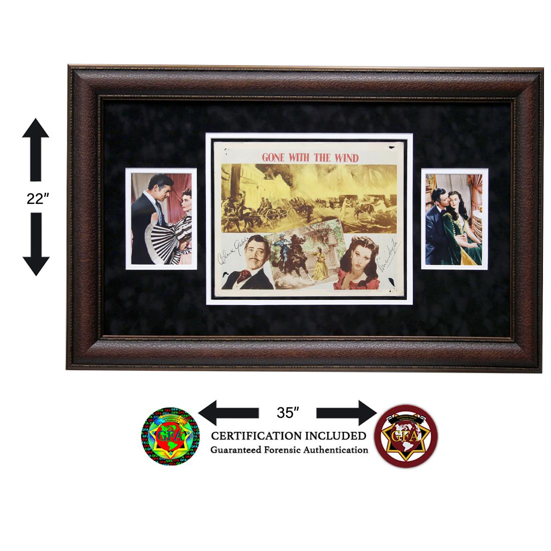 CLARK GABLE AND VIVIEN LEIGH SIGNED LOBBY CARD: The signed Lobby Card is from the iconic film "Gone With the Wind" where Clark Gable and Vivien Leigh played the leading roles as Rhett Butler and Scarlette O'Hara. Based on Margaret Mtchell's best-se