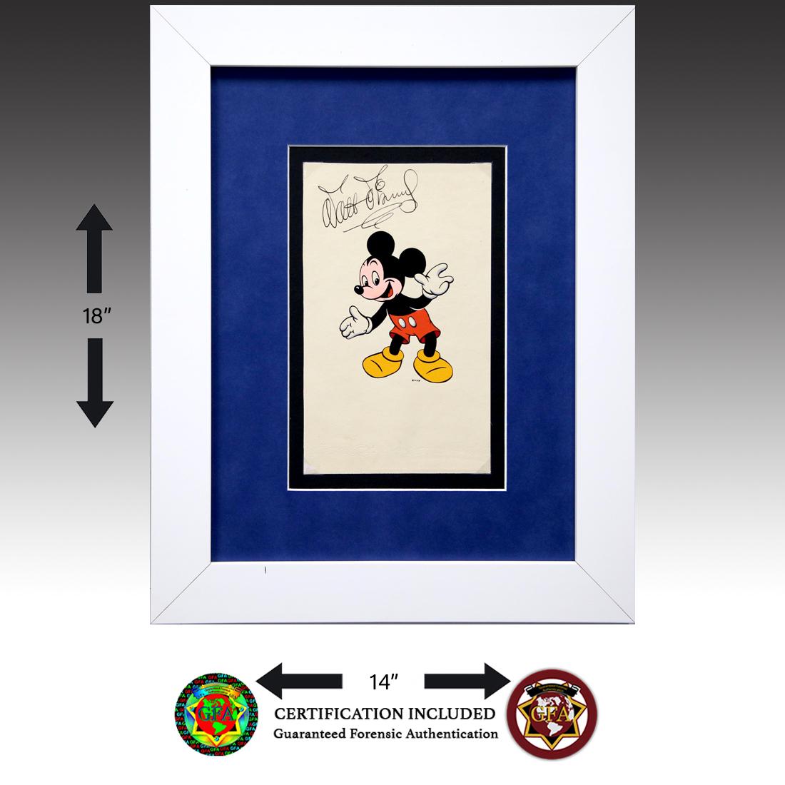 Walt Disney Signed Mickey Mouse Ad: The significance of Mickey Mouse can never by understimated in the Disney empire that Walt Disney went on to build. “He popped out of my mind onto a drawing pad 20 years ago on a train ride from