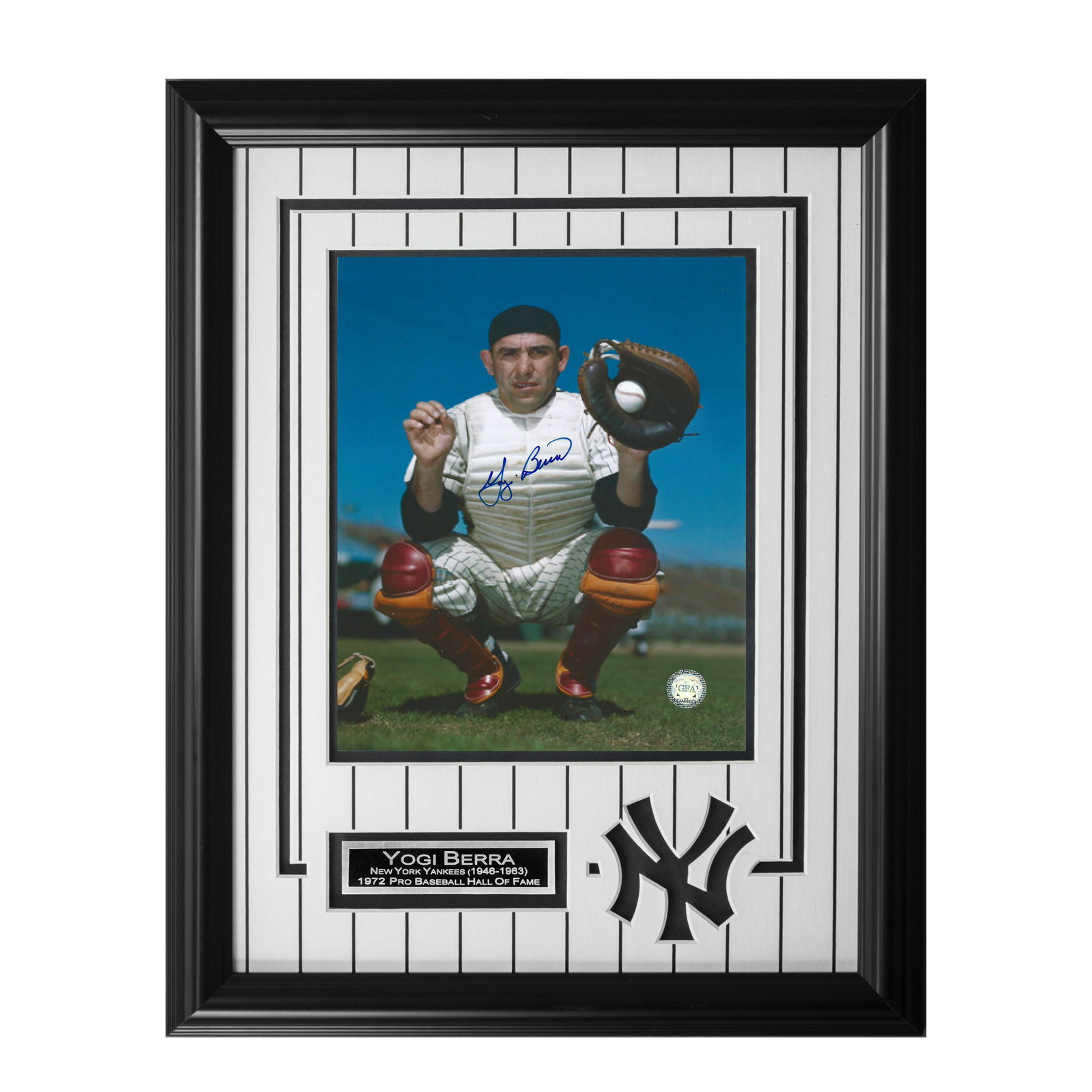 Yogi Berra New york Yankees Framed 12x16 Signed: Lawrence Peter "Yogi" Berra (May 12, 1925 – September 22, 2015) was an American professional baseball catcher, manager, and coach who played 19 seasons in Major League Baseball (MLB) (1946–