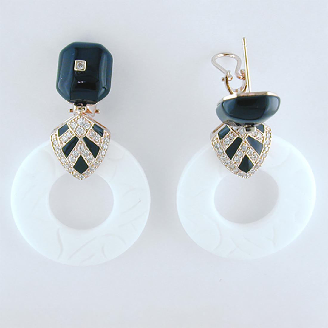 Black and White Art Deco Fashion Dangle Earrings (1 of 1)