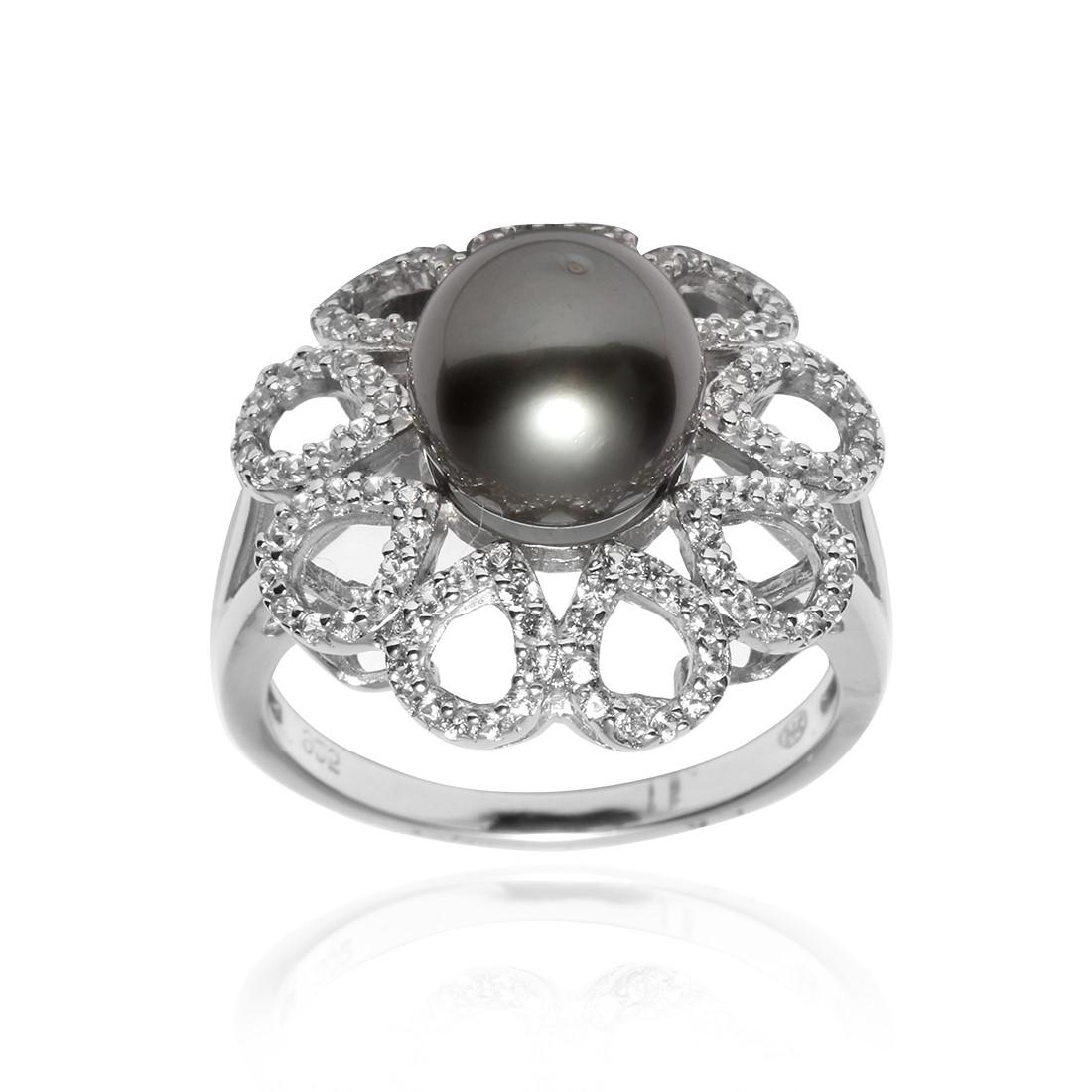 Sterling Silver Grey Pearl Flower Ring SZ 7 (1 of 2)