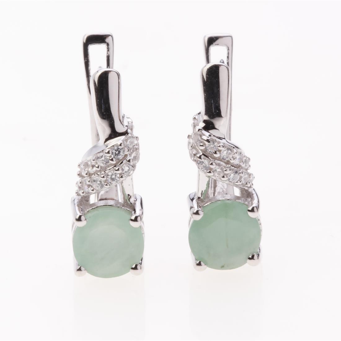 Emerald Sterling Silver Latchback Earrings (1 of 2)