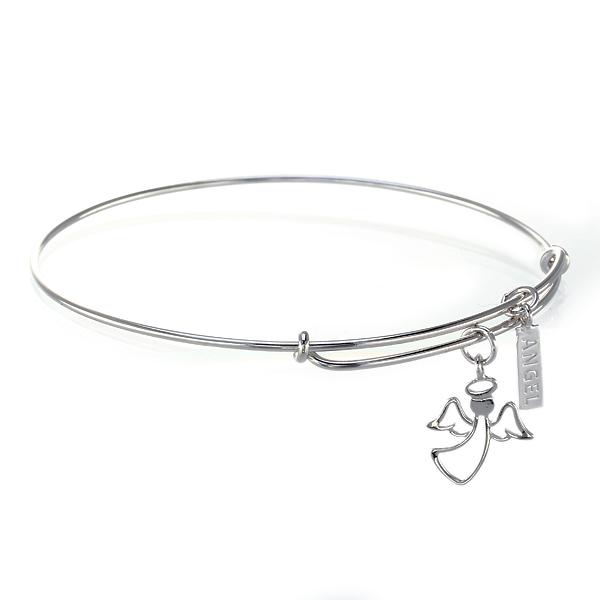 Sterling Angel Charm Adjustable Bangle Bracelet (1 of 2)