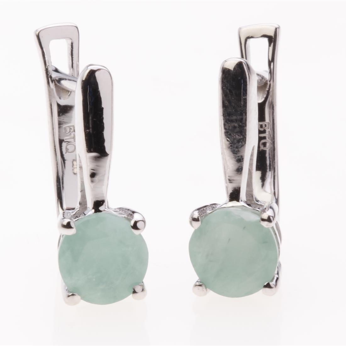 6mm Round Emerald Sterling Silver Earrings (1 of 2)