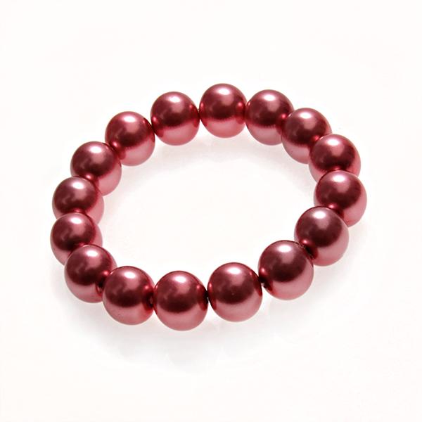 12MM Pink Shell Pearl Stretch Bracelet (1 of 1)