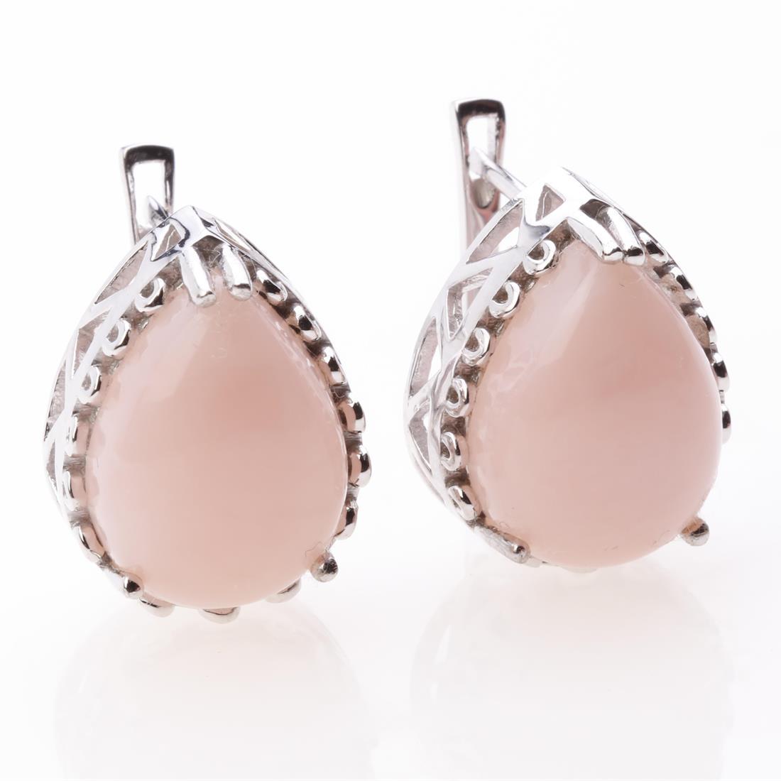 Pink Opal Sterling Silver Latchback Earrings (1 of 2)