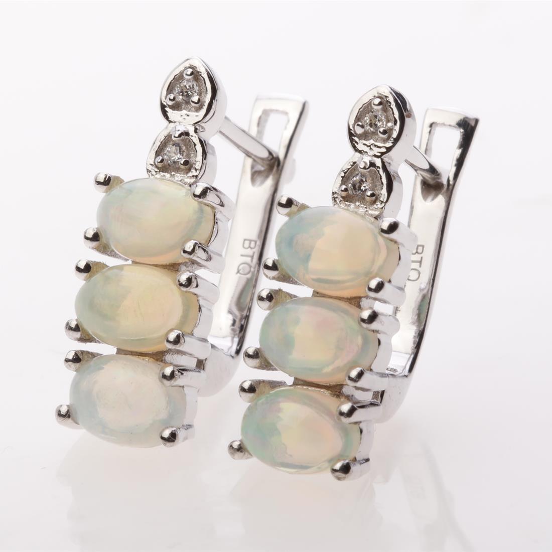 Ethopian Opal Zircon Sterling Silver Earrings (1 of 2)