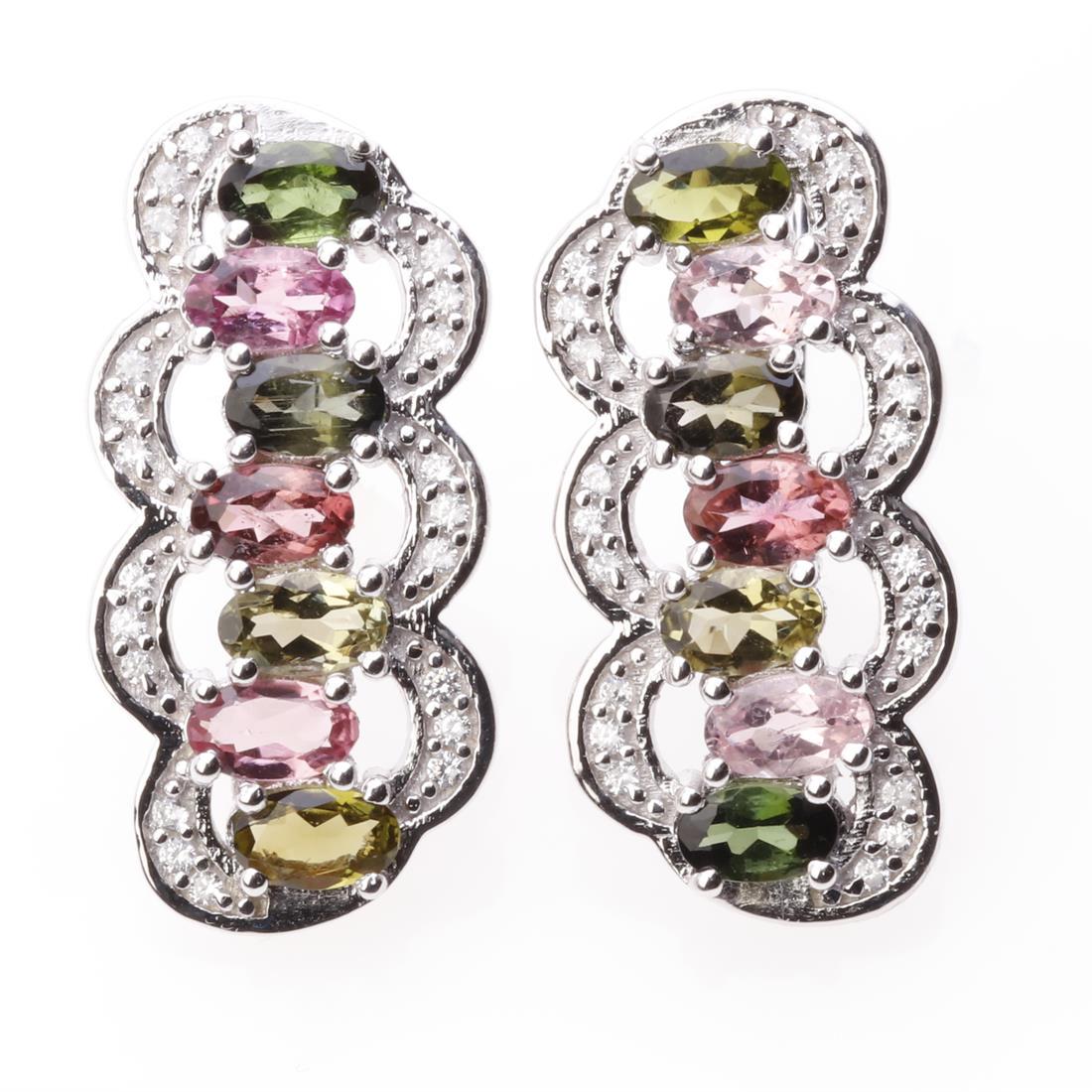 Multi Colored Tourmaline & Zircon Silver Earrings (1 of 2)