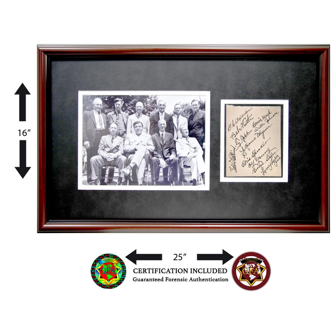 Rare 11 Signers Of 1939 First HOF Class: Baseball Hall of Fame (1939–Present). This Incredible Piece of Baseball History is signed by 11 of the Iconic 1939 First Hall of Fame Class including, Babe Ruth, Tris Speaker, Ty Cobb, Connie Ma