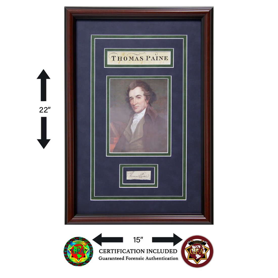 Thomas Paine Signed Document Cut: Thomas Paine (February 9, 1737â€“June 8, 1809) signed document cut. The paper is signed in black iron-based ink. Thomas Paine was an influential 18th-century writer of essays and pamphlets. Among