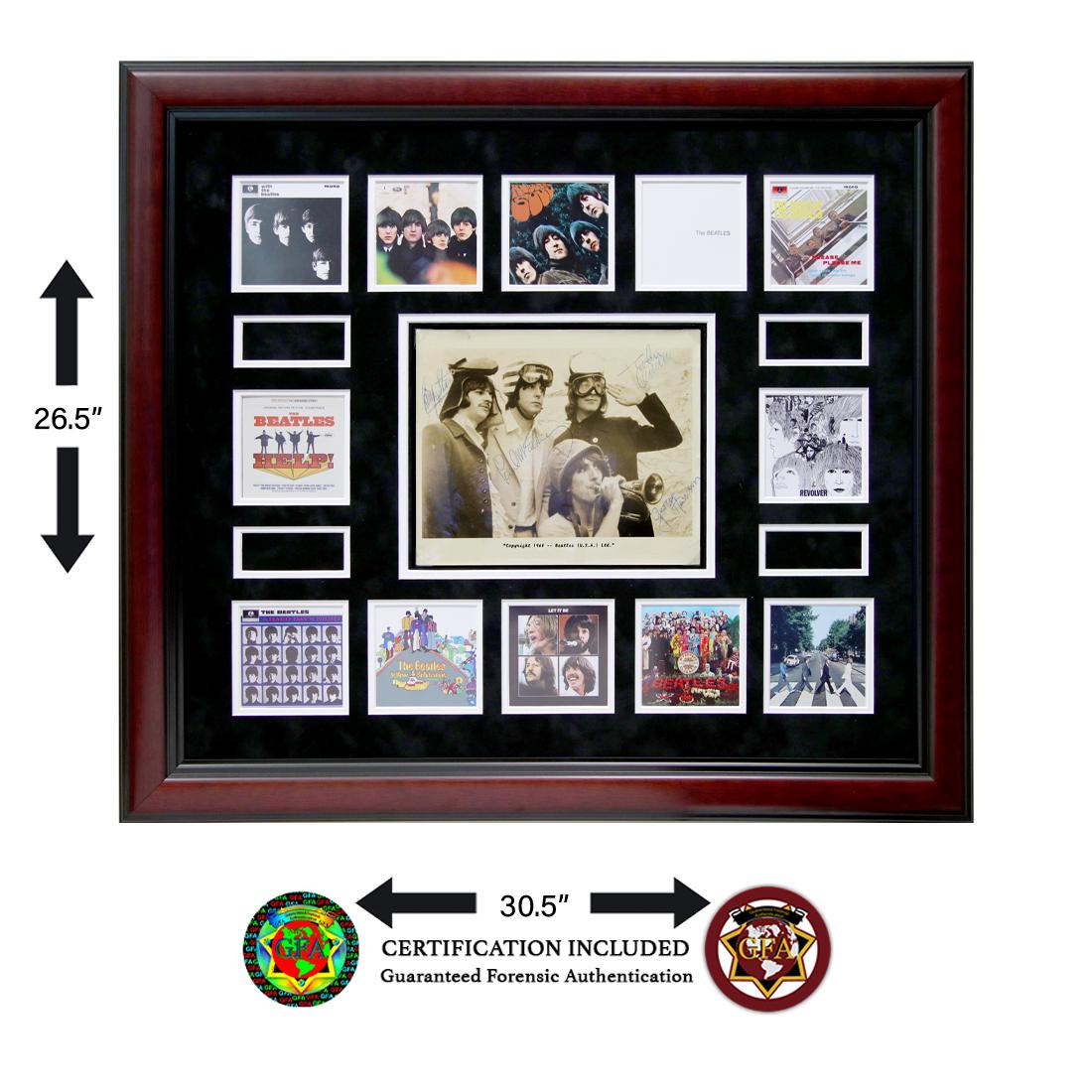 THE BEATLES SIGNED 8X10 PHOTO: The Beatles signed 8X10 photo. In the 1960s a new band known as the Beatles burst on the pop music scene and changed it forever. Band members included George Harrison (1943–2001), John Lennon (1