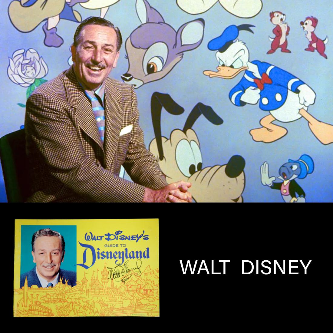 WALT DISNEY SIGNED WELCOME TO DISNEYLAND GUIDE: Disneyland, Walt Disney’s metropolis of nostalgia, fantasy and futurism, opened on July 17, 1955. The $17 million theme park was built on 160 acres of former orange groves in Anaheim, California