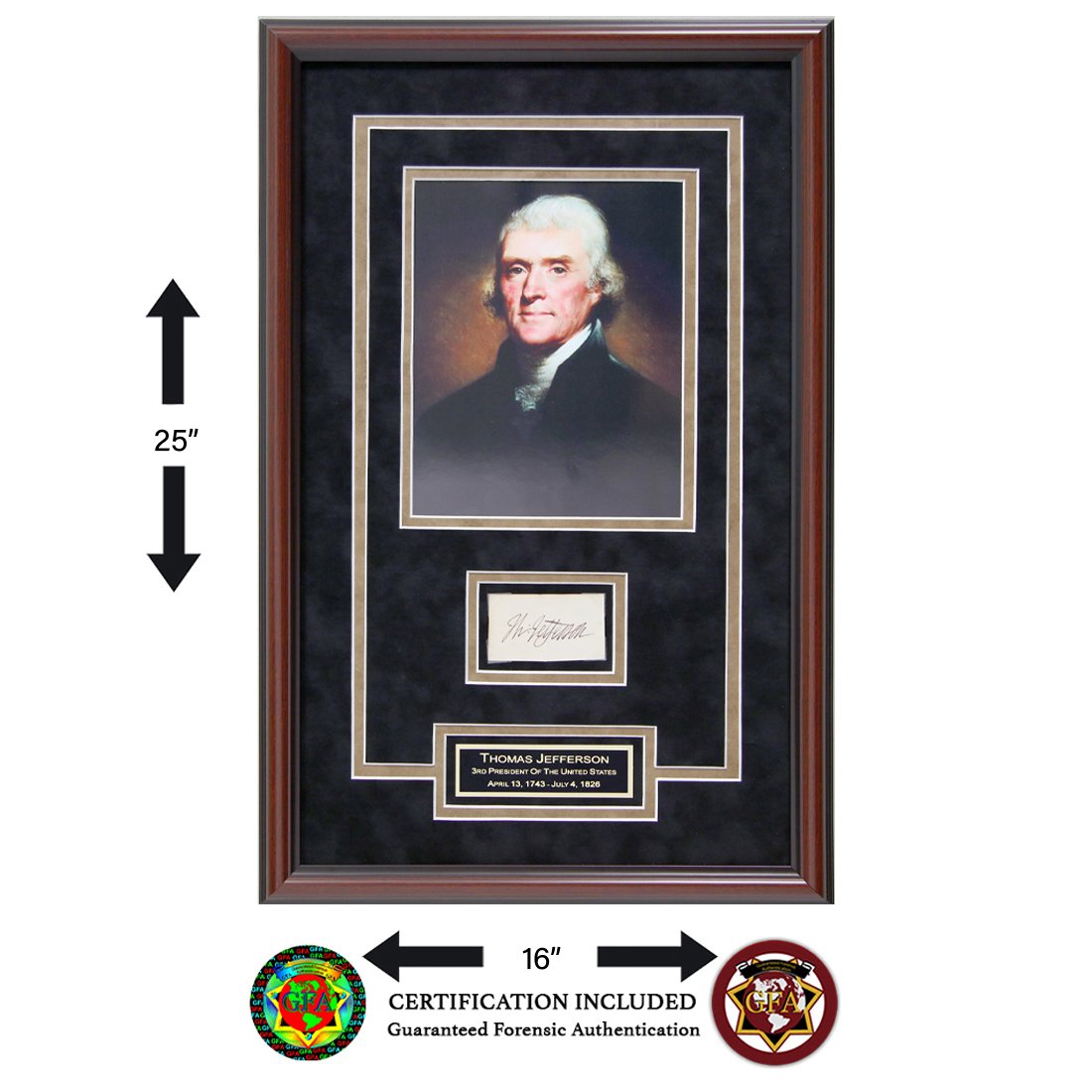 Thomas Jefferson Signed 2 X 3 Document Cut: Thomas Jefferson (1743-1826) Clipped Signature. Boldy signed in black ink. Thomas Jefferson was the primary draftsman of the U.S. Declaration of Independence, the nation's first secretary of state and