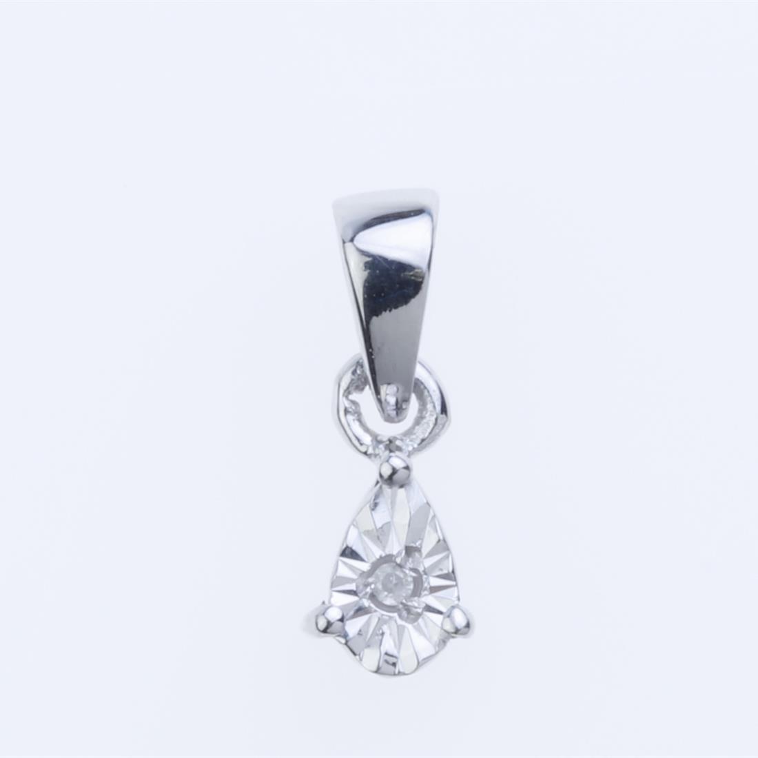 Diamond Cut Pear Shape Diamond Silver Pendant (1 of 2)
