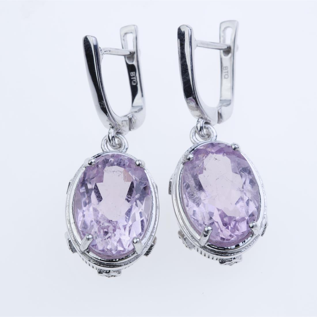 Sterling Silver Pink Kunzite & Zircon Earrings (1 of 2)