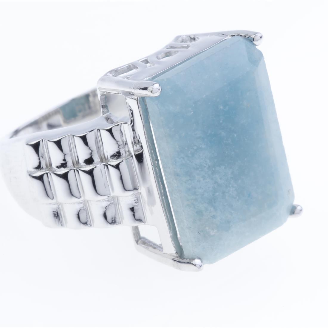 Size 9 Sterling Silver Emerald Cut Praiba Ring (1 of 2)