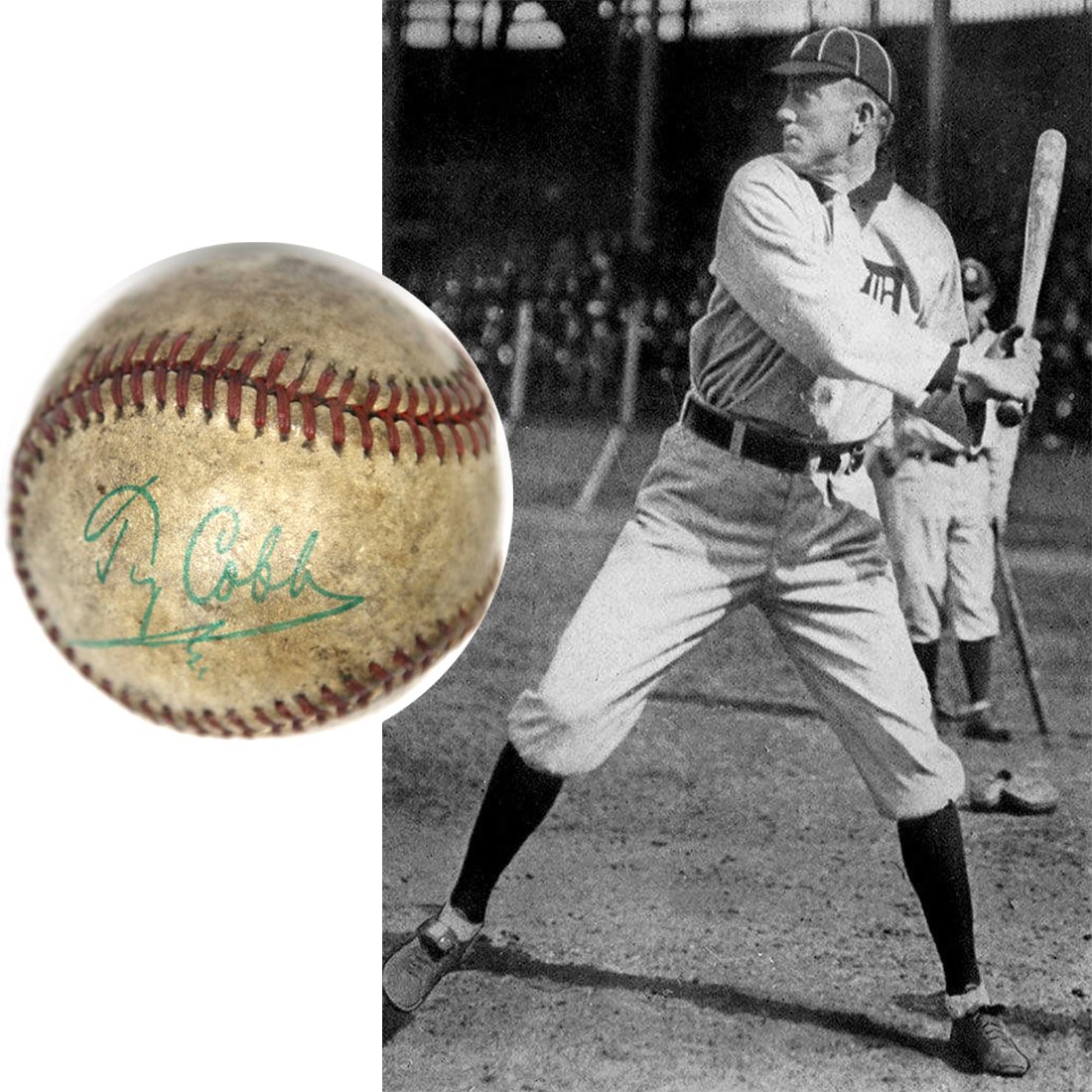 Ty Cobb Signed Red Stitched Baseball (1 of 4)