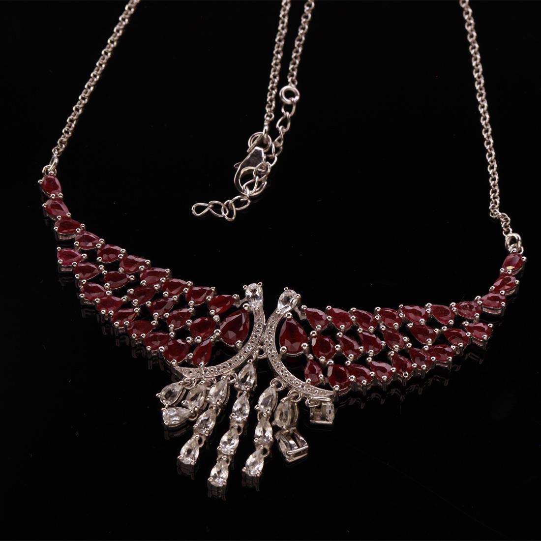 Unique Sterling Slv Ruby Glass Field Necklace (1 of 1)