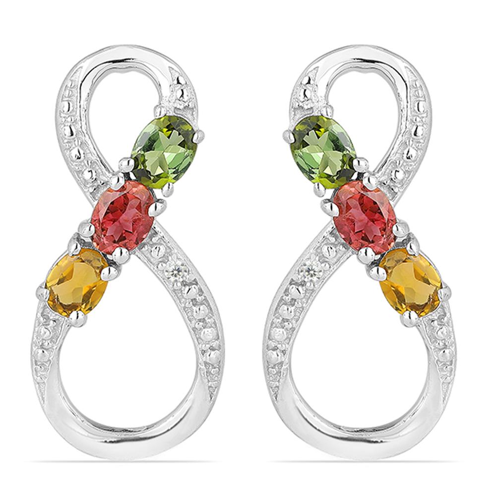 1.08ct Infinity Multi-Tourmaline Silver Earrings (1 of 2)