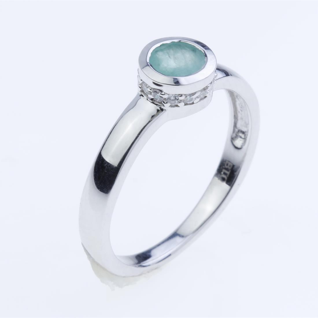 Sz 7 Bezel Set Transparent Emerald Stack Ring (1 of 2)