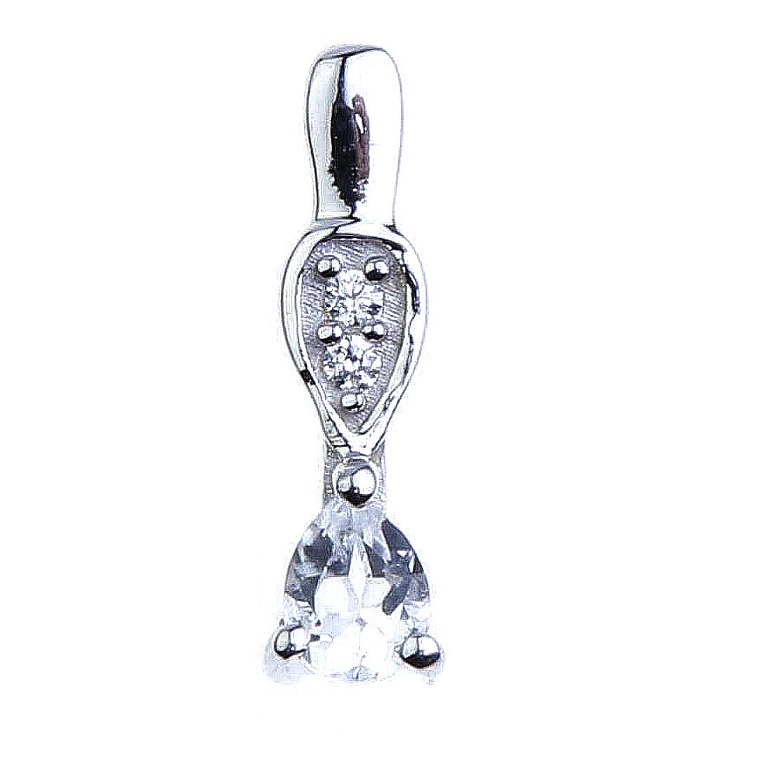 Danburite & White Zircon Sterling Silver Pendant: Danburite & White Zircon Sterling Silver Pendant • Metal: Sterling Silver • Stone: Danburite&White Zircon • Dimension: 14.1X3.9 mm • Total Weight: .4 Grams • Finish: Rhod