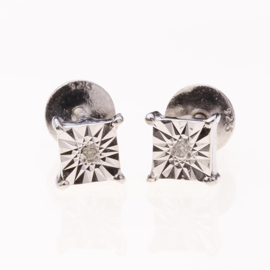 Square Illusion Setting Diamond Stud Earrings (1 of 2)