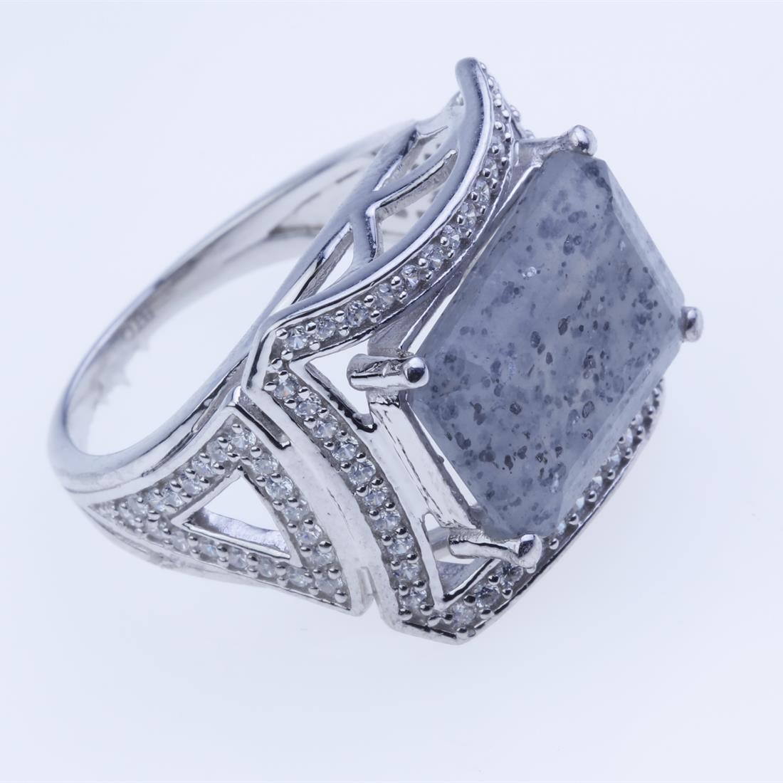 Sz 8 Emerald Cut Celestial Quartz Zircon Ring (1 of 2)