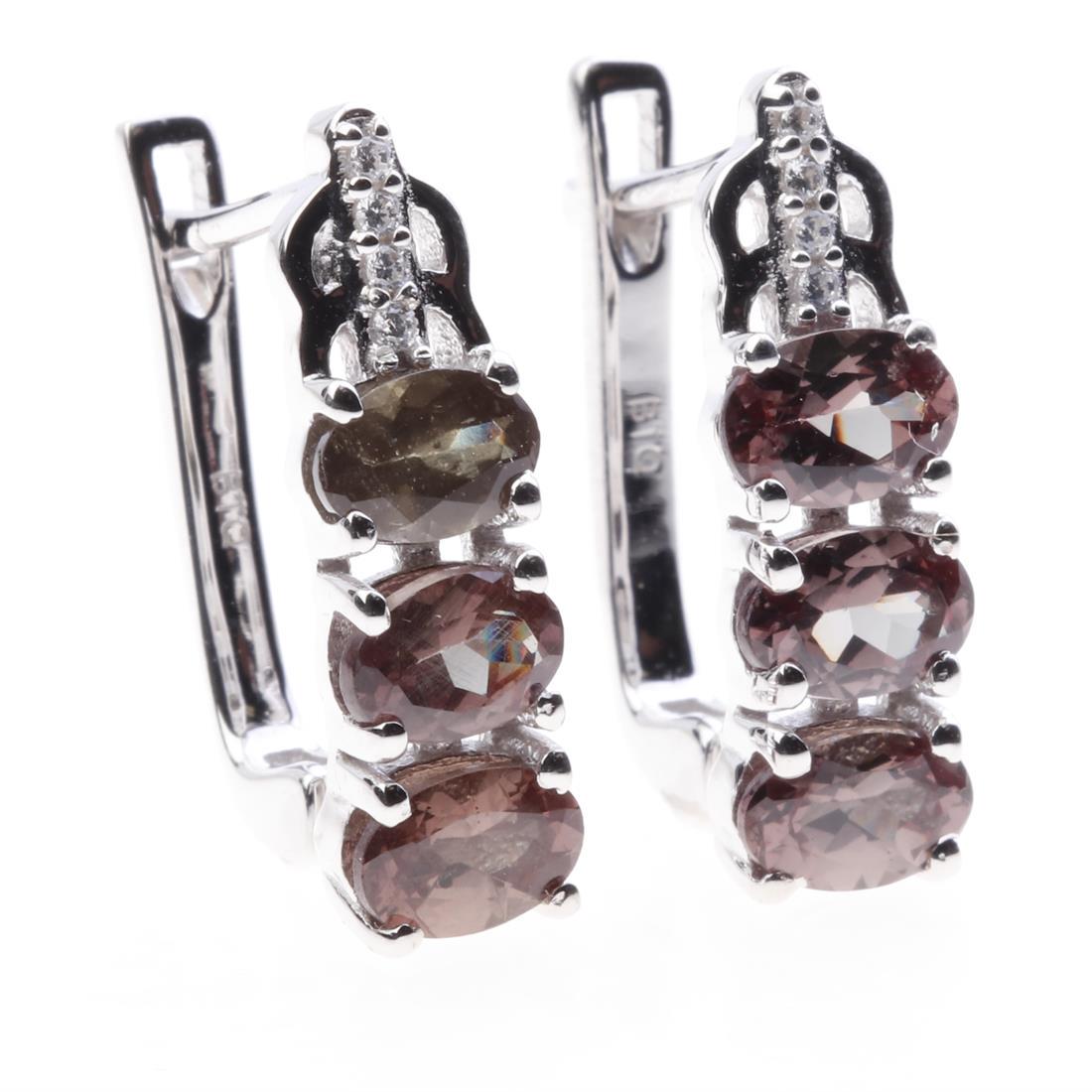 3-Stone Color Change Garnet & Zircon Earrings (1 of 2)