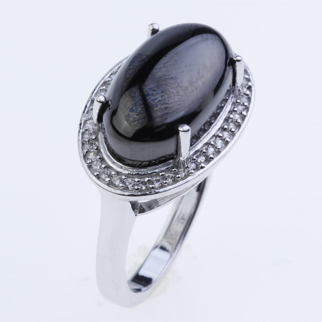 Size 6.5 Sterling Silver Shungite & Zircon Ring (1 of 2)