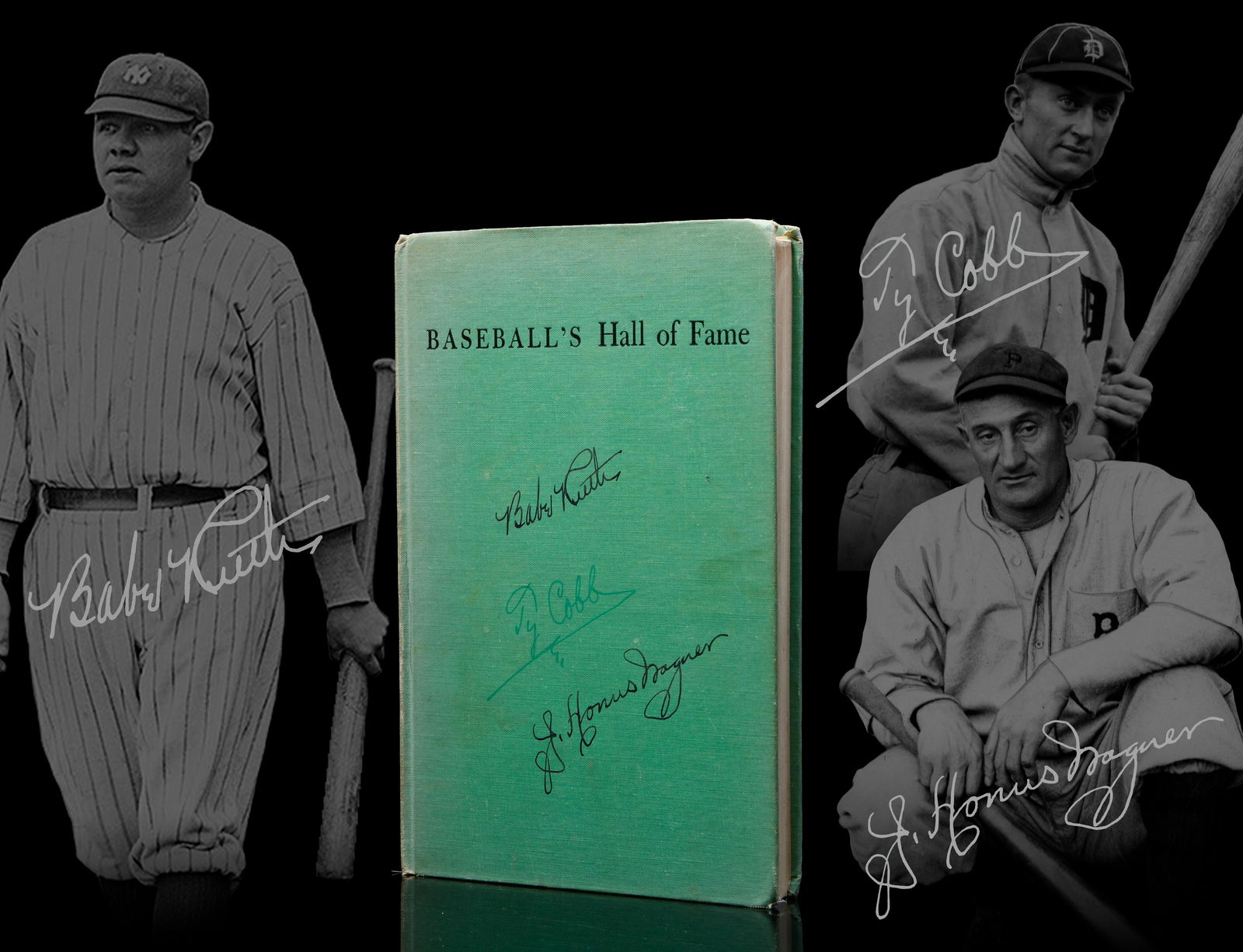 Babe Ruth Ty Cobb and Honus Wagner Signed Book (1 of 7)