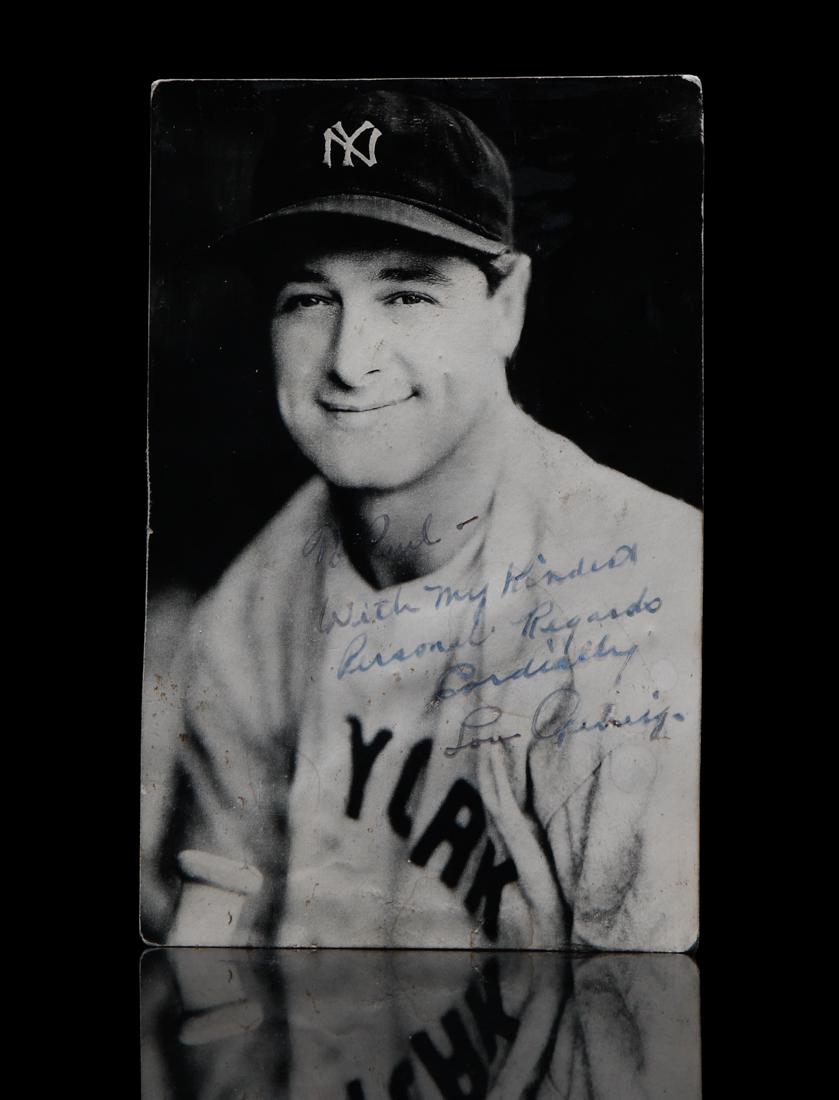 Lou Gehrig Signed 1930's Postcard by George Burke (1 of 4)