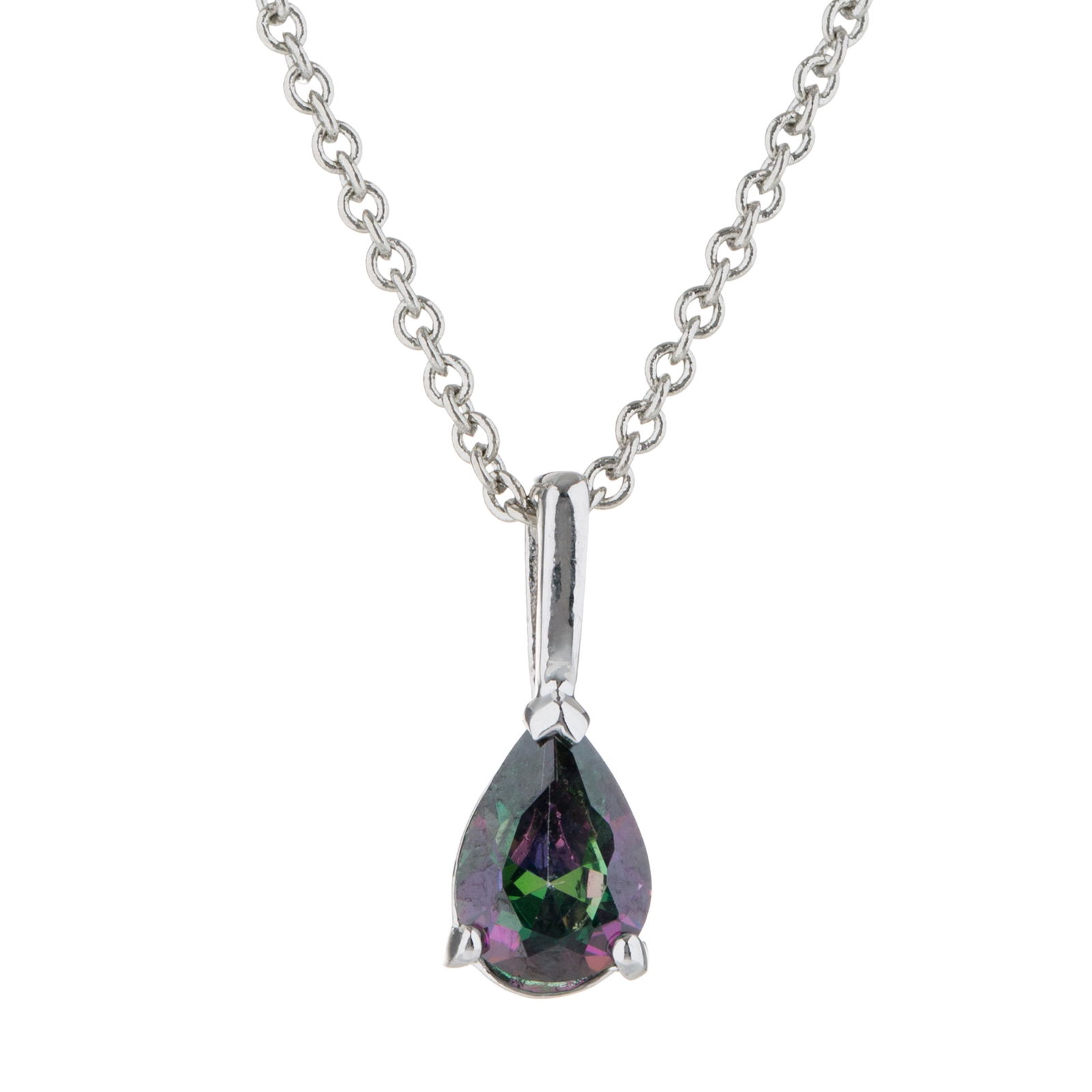 Silver Tone Mystic Pear Shaped Pendant w/chain (1 of 2)