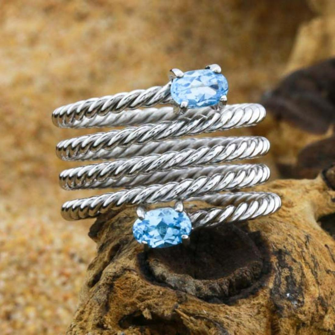 Blue Topaz Cable Wrap Ring SZ 9 (1 of 1)