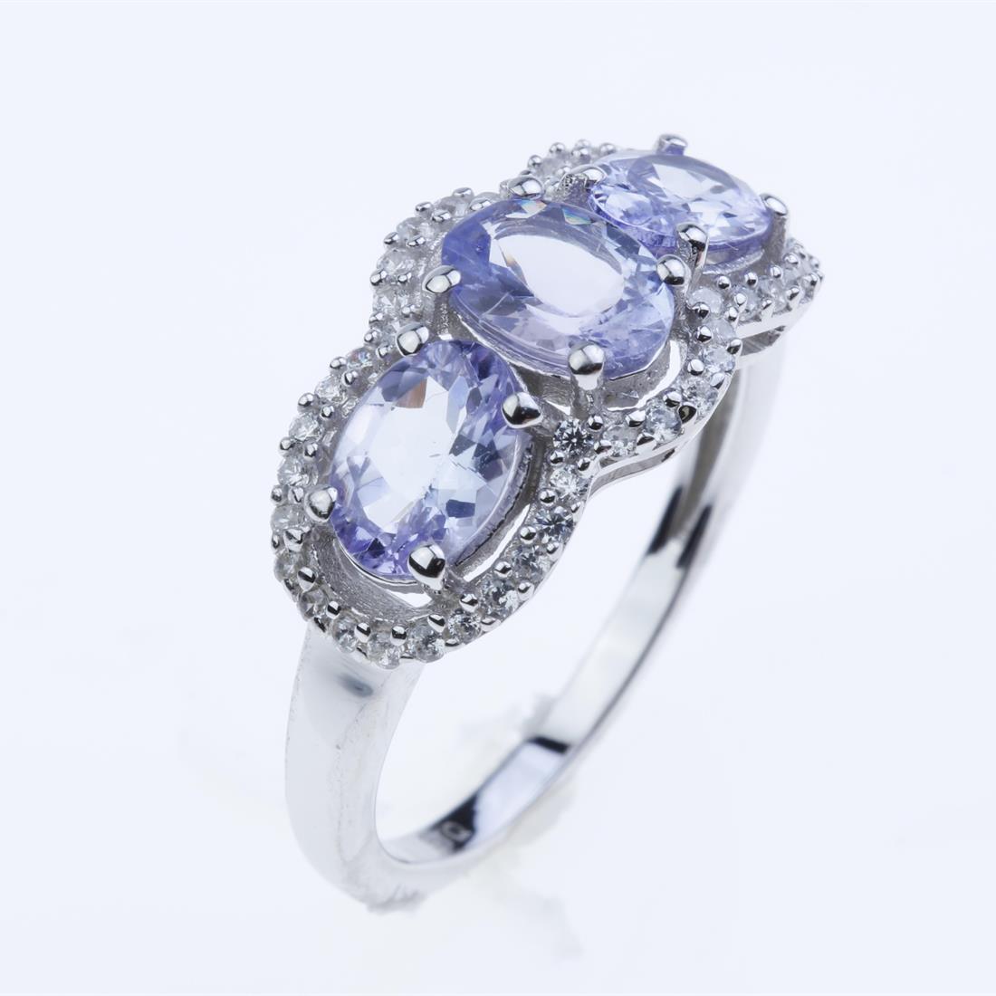 Size 8 Tanzanite & Zircon Sterling Silver Ring (1 of 2)