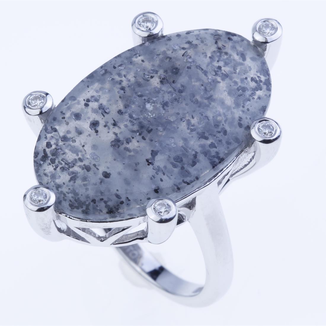 Size 7 Huge Celestial Quartz & Zircon Ring (1 of 2)